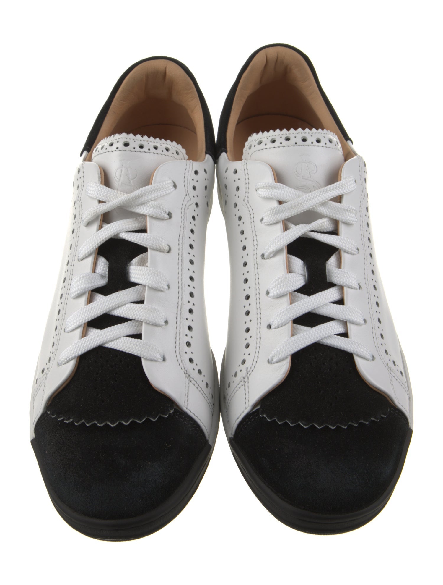 The Office of Angela Scott Leather Colorblock Pattern Sneakers